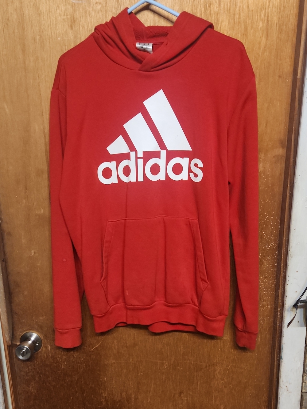 adidas Red Pullover Hoodie with White Logo